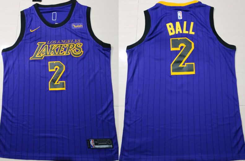 Men Los Angeles Lakers #2 Ball Blue City Edition Game Nike NBA Jerseys->los angeles lakers->NBA Jersey